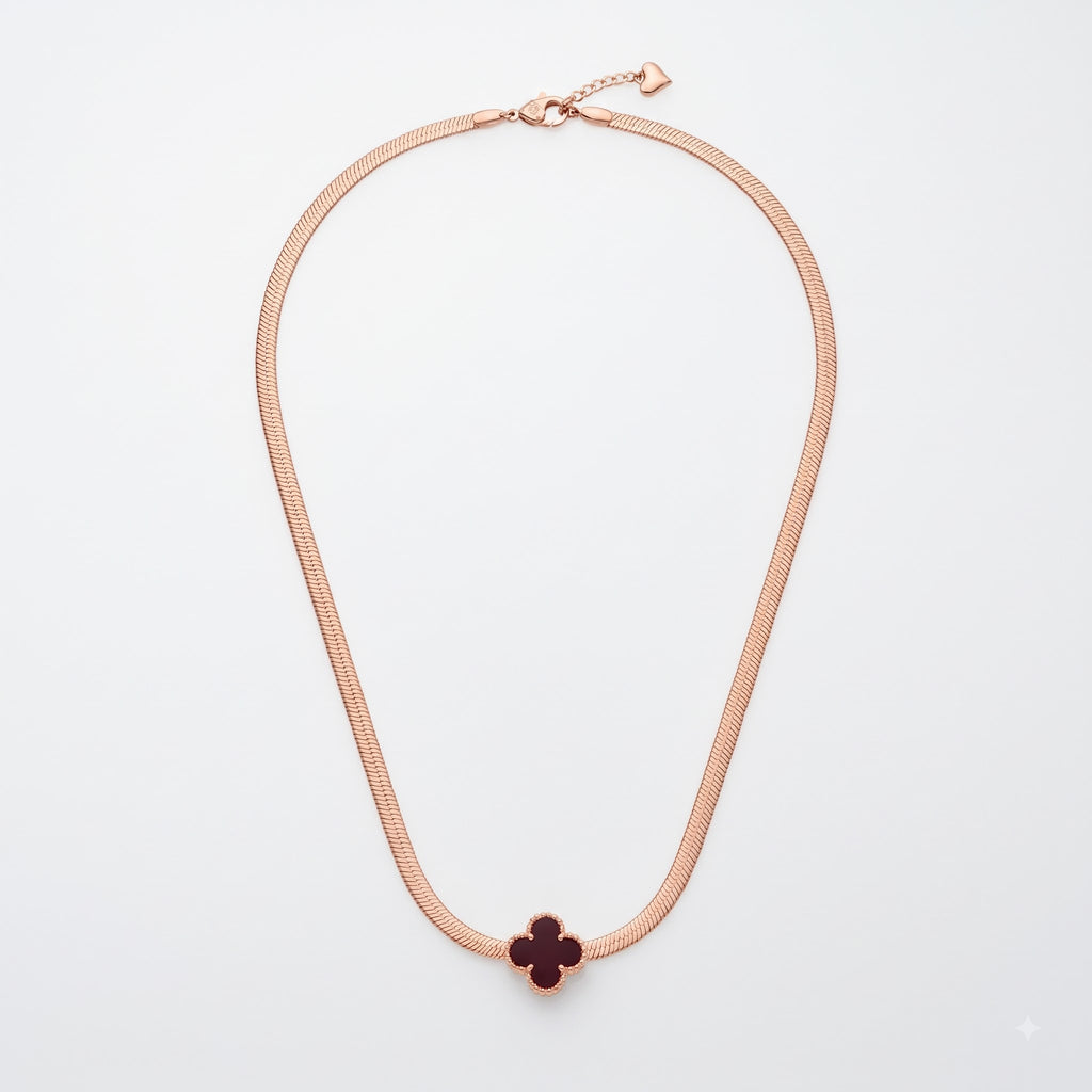 Rose Gold Clover Charm Necklace