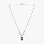 Rose Gold Emerald Floral Pendant Necklace