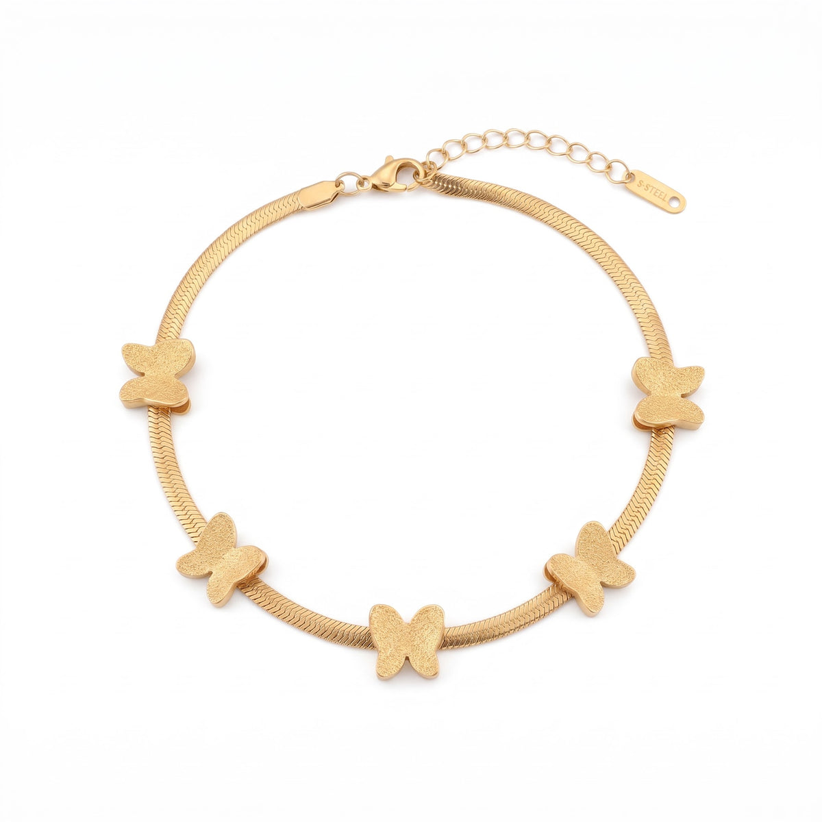 Golden Butterfly Charm Chain Bracelet