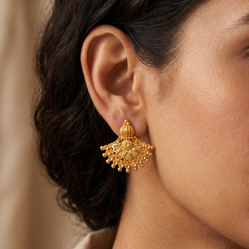 Royal Lotus Filigree Stud Earrings