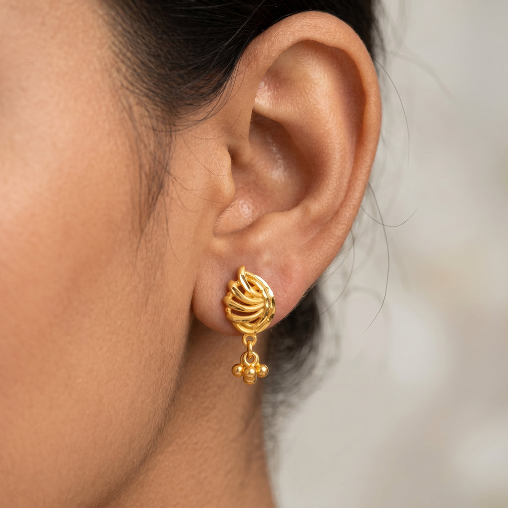 Golden Fern Drop Earrings
