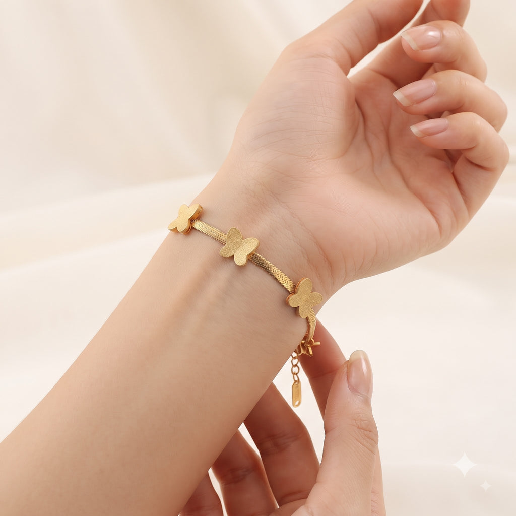 Golden Butterfly Charm Chain Bracelet