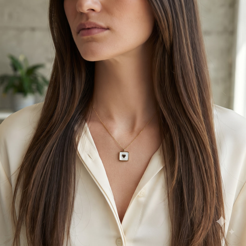 Golden Heart Frame Necklace