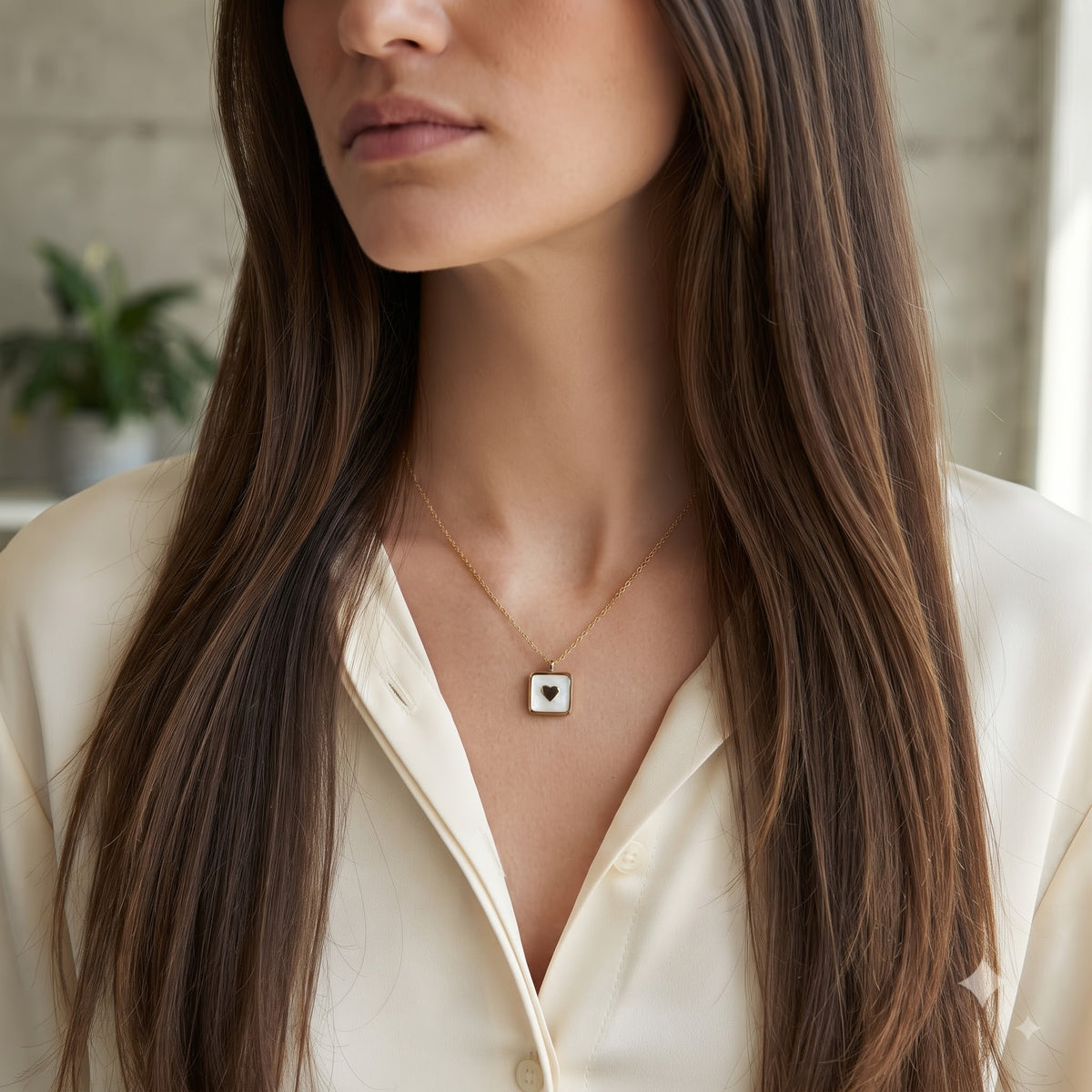 Golden Heart Frame Necklace