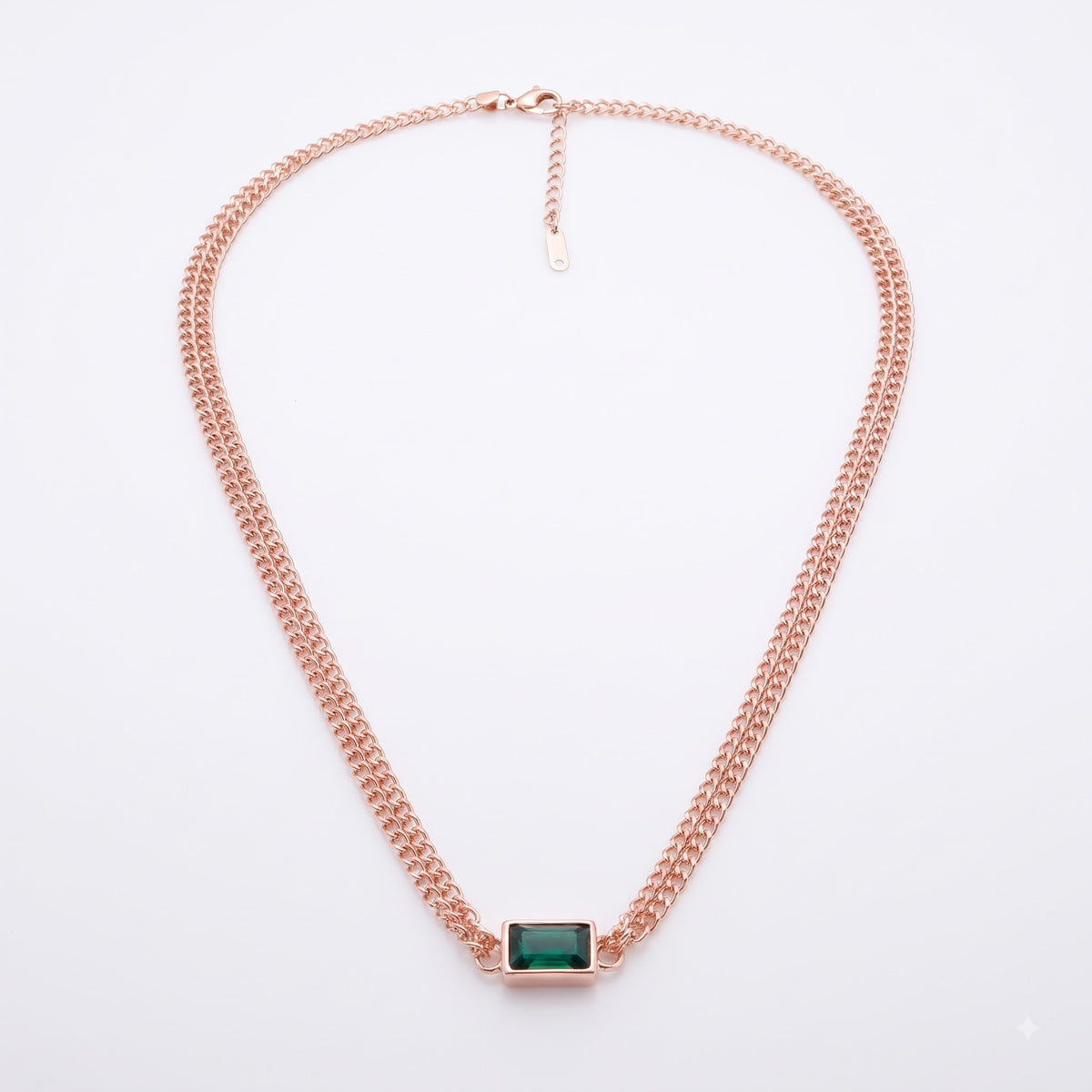 Emerald Rosegold Link Necklace