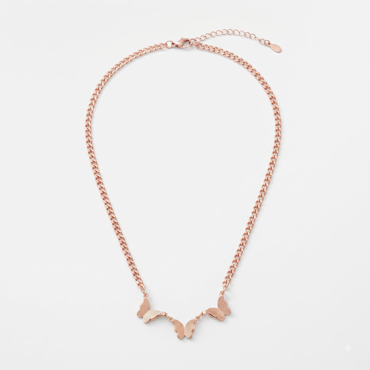 Rose Gold Butterfly Trio Necklace