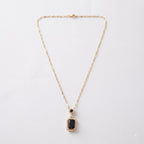 Black Onyx Halo Pendant Necklace