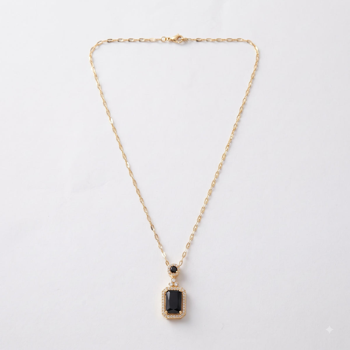 Black Onyx Halo Pendant Necklace