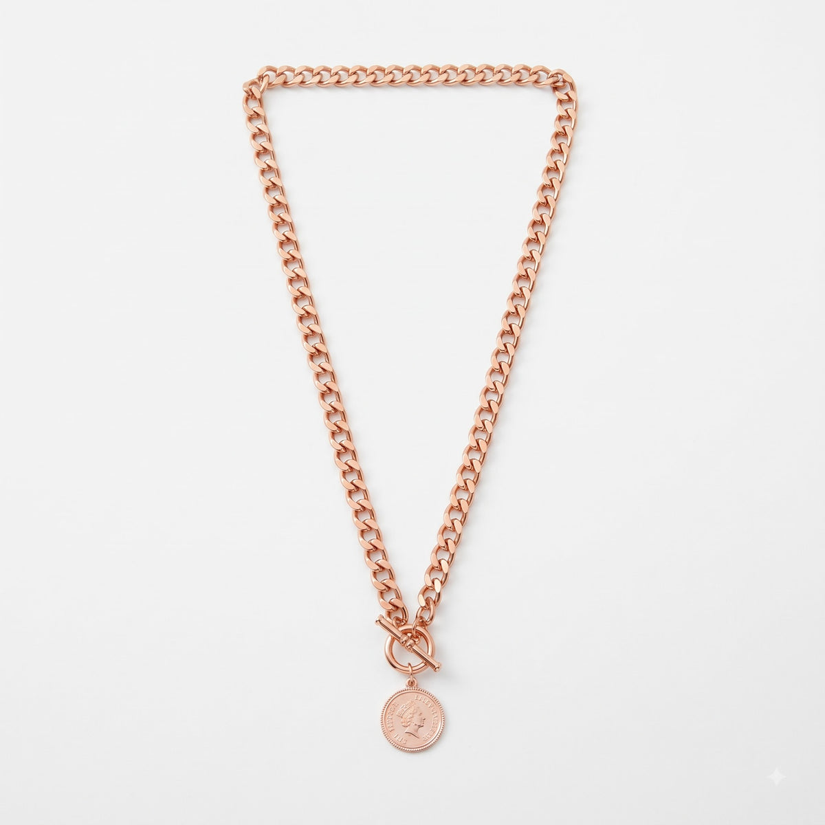 Rose Gold Coin Charm Chain Necklace