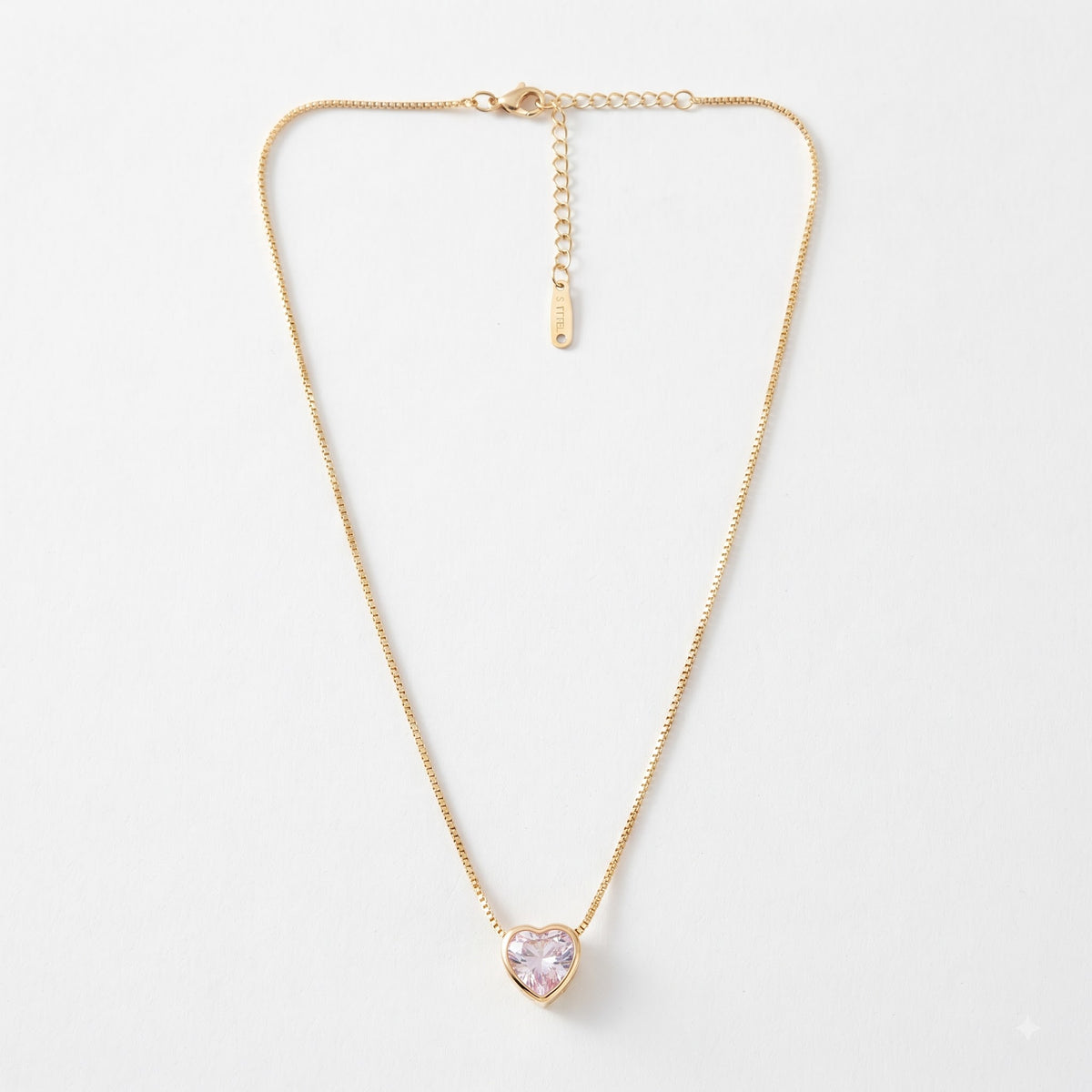 Pink Heart Crystal Pendant Necklace