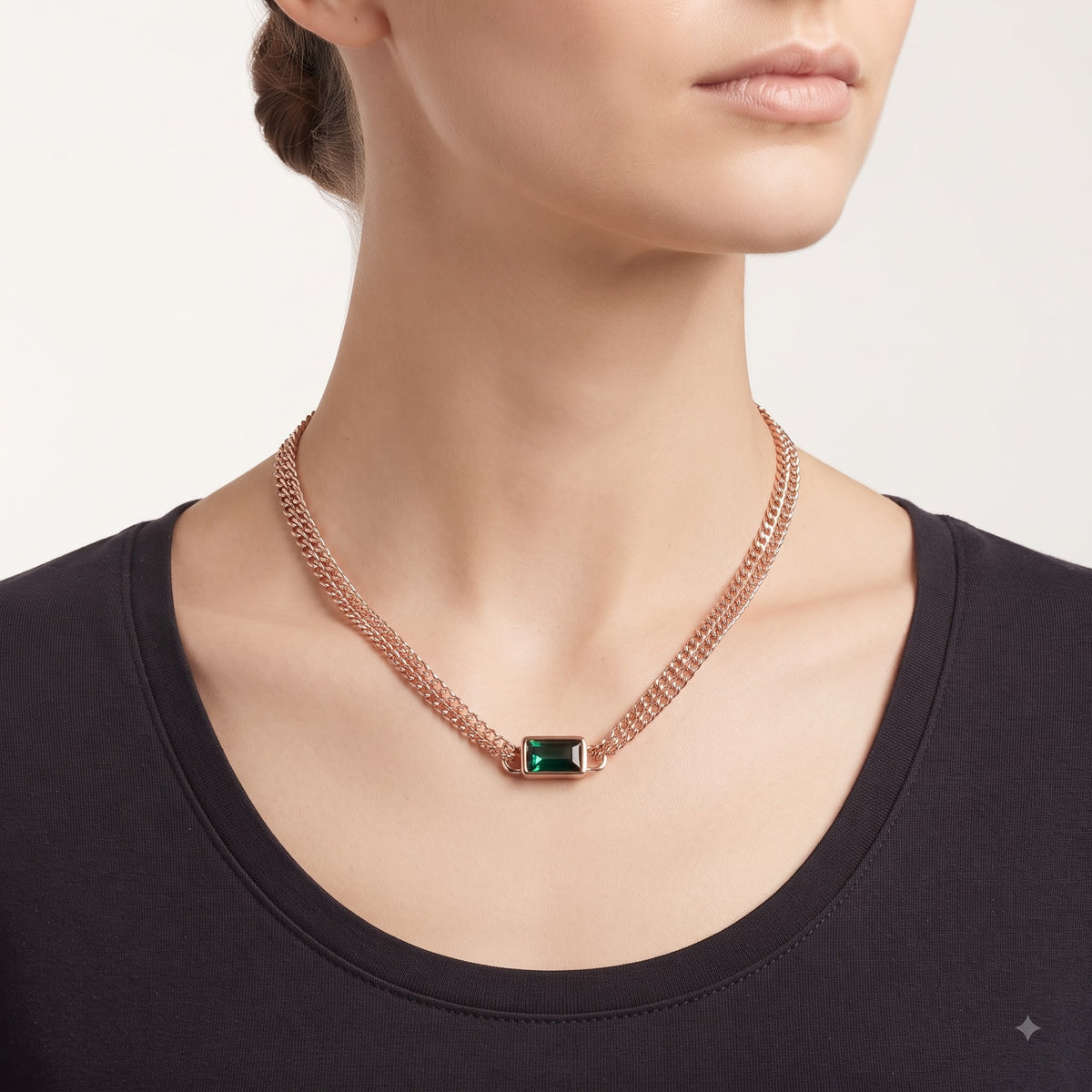 Emerald Rosegold Link Necklace
