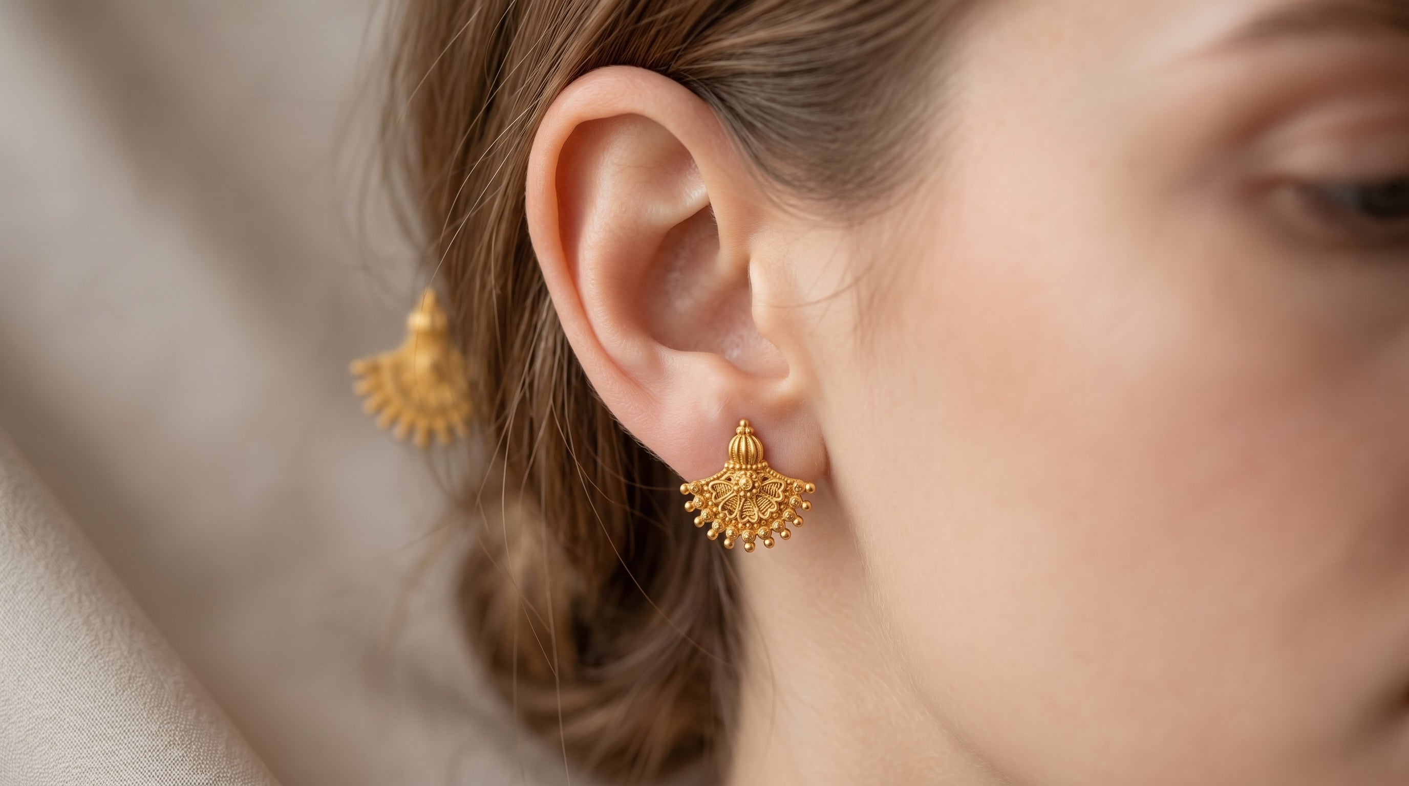 Royal Lotus Filigree Stud Earrings