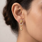 Golden Blossom Sparkle Drop Earrings