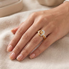 Golden Blossom Halo Ring