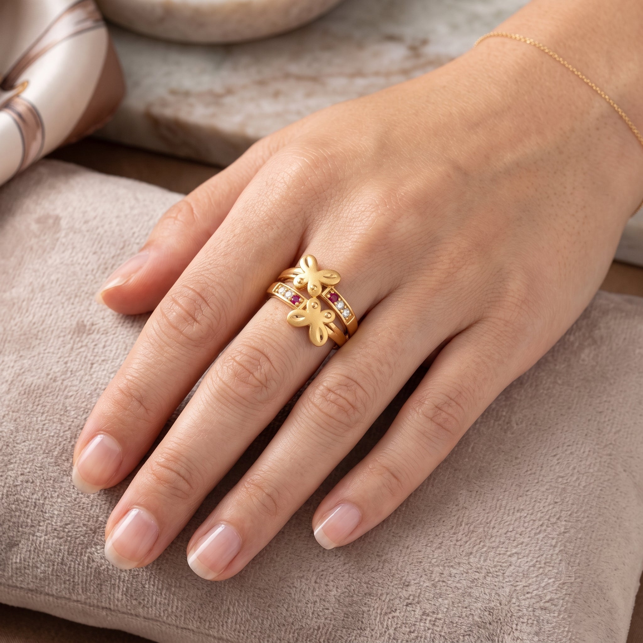 Golden Flutter Bloom Ring
