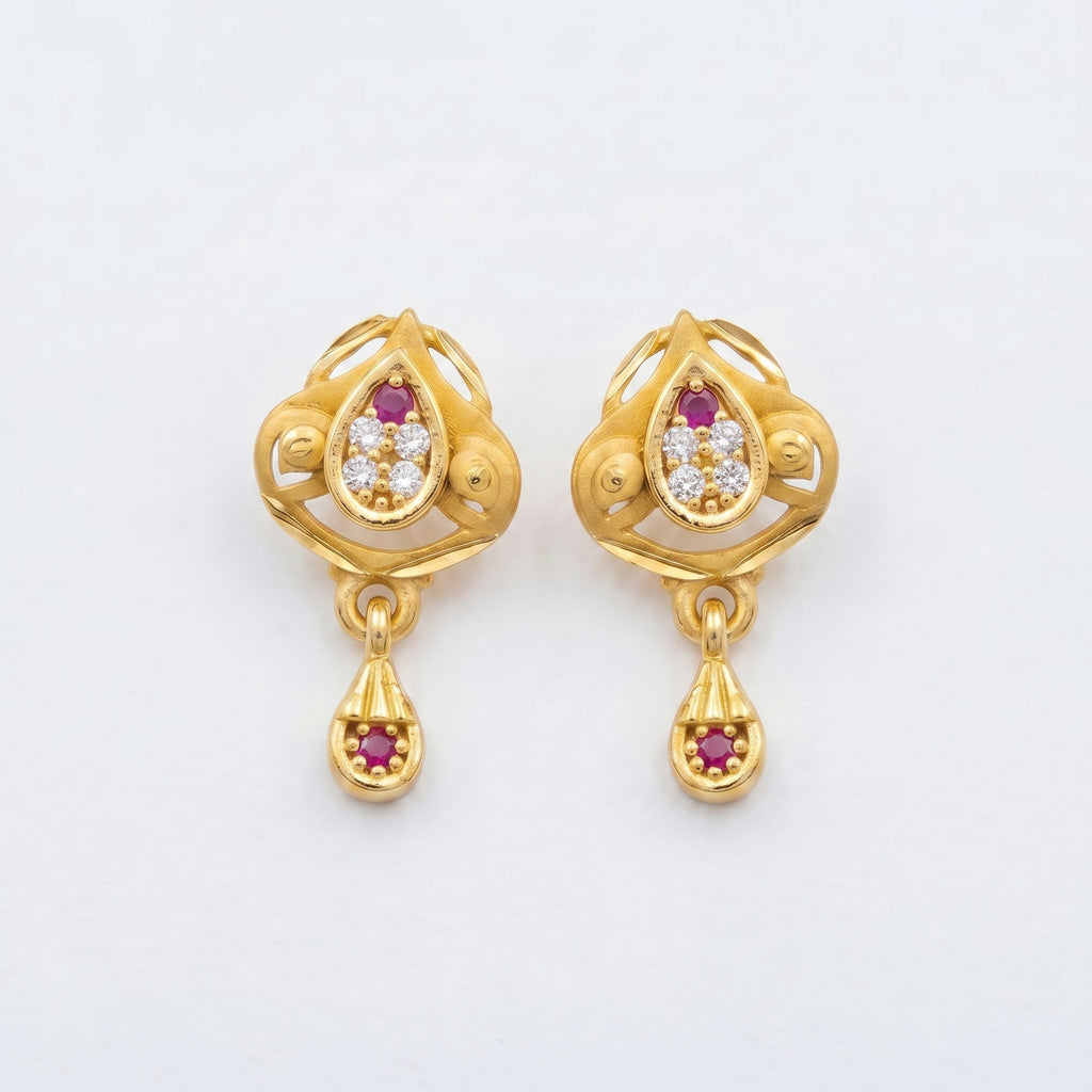 Ruby Teardrop Dangle Earrings