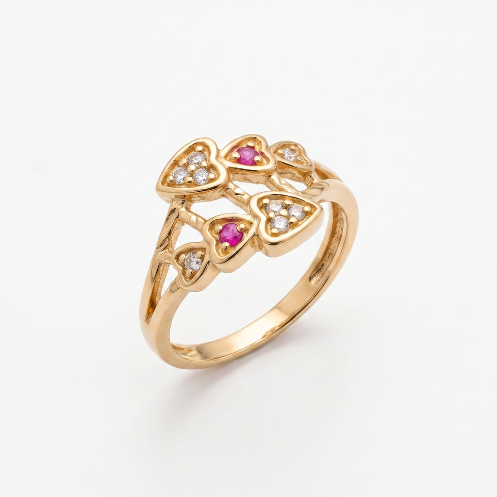 Blossom Hearts Cluster Ring