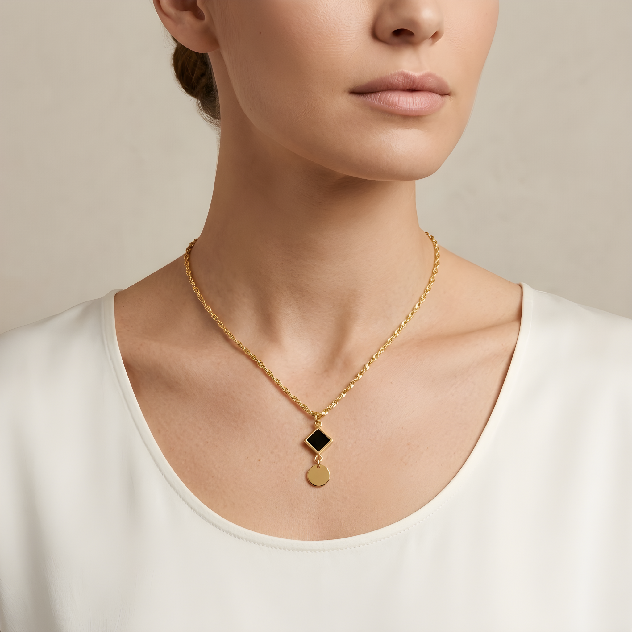 Noir Medallion Drop Necklace Secondary image