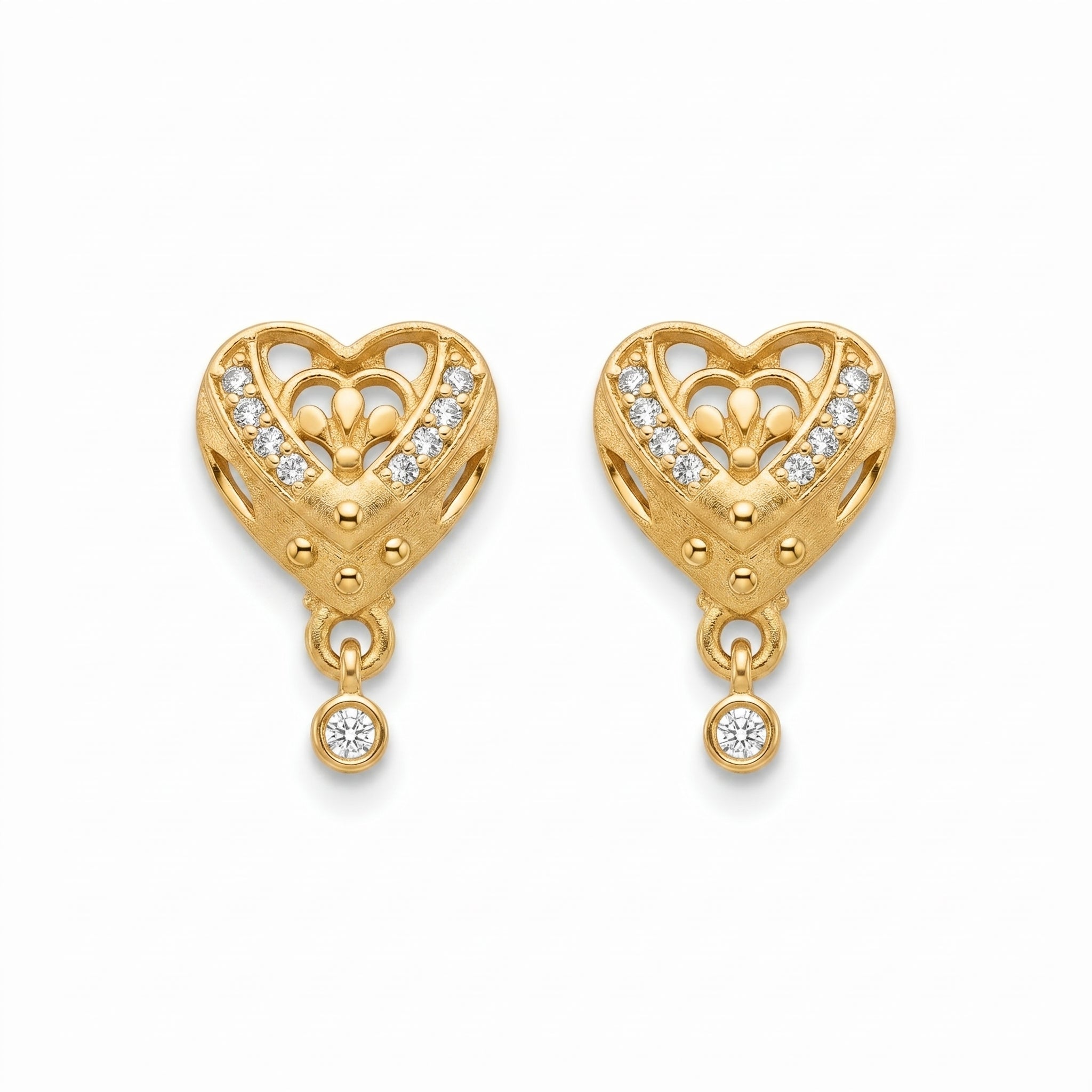Royal Heart Sparkle Drop Earrings