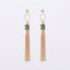 Emerald Green Gemstone Chain Tassel Earrings